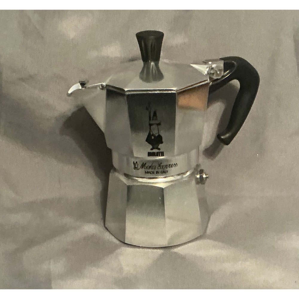 Bialetti Moka Express 3-Cup Stovetop Espresso Maker Silver Aluminum Italy